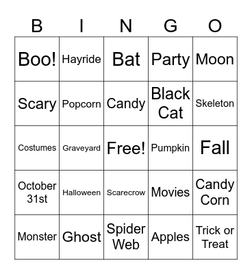 Halloween Bingo Card