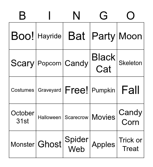 Halloween Bingo Card