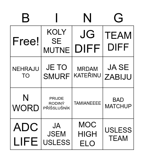 KOLY LEAGUE Bingo Card