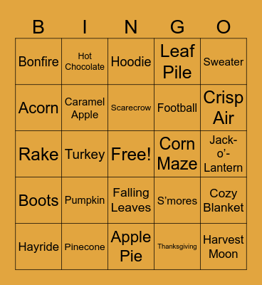 Fall Bingo Card