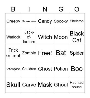 Halloween Bingo Card
