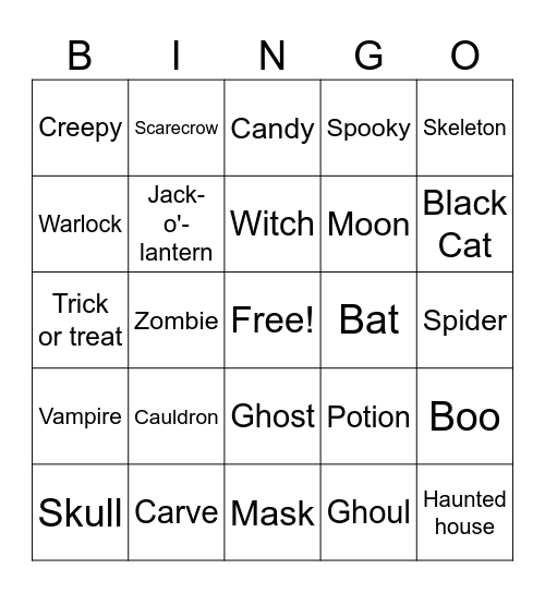 Halloween Bingo Card
