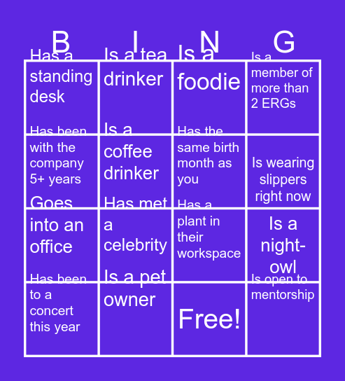 SLIDE Speed Networking: BINGO Card