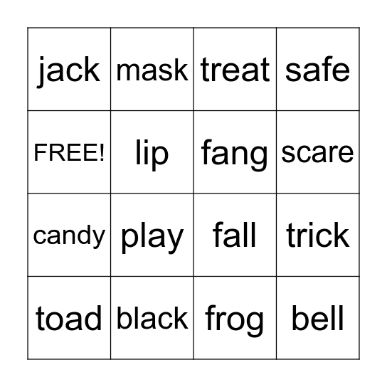 Halloween 1 Bingo Card