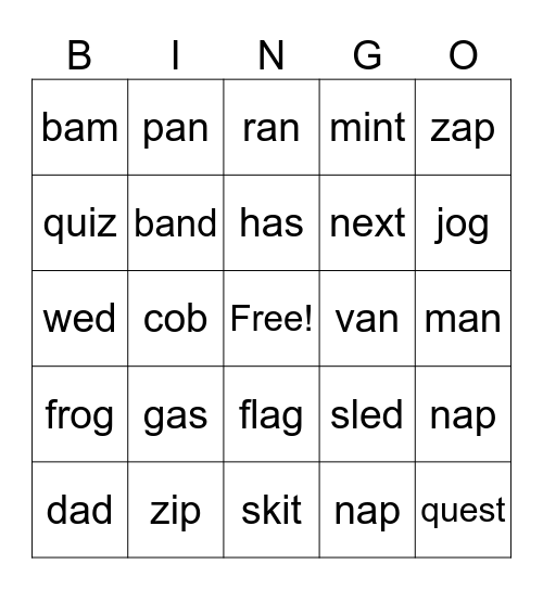 UFLI Bingo Card