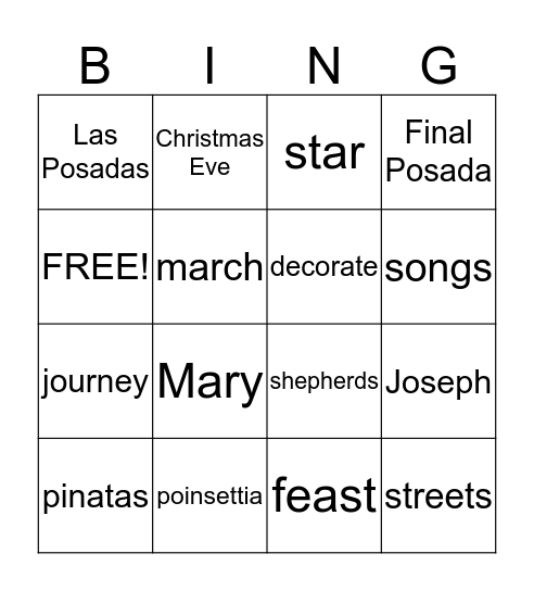 Christmas in Mexico Bingo Card