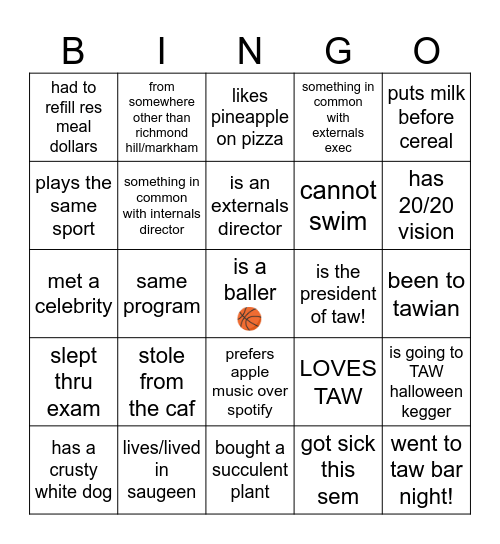TAWLICIOUS! Bingo Card