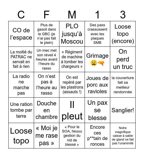 Bingo terrain Bingo Card