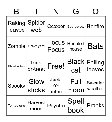PSI Client Services Halloween Bingo Card