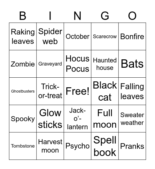 PSI Client Services Halloween Bingo Card
