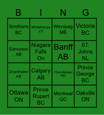 Geography Bingo! Bingo Card