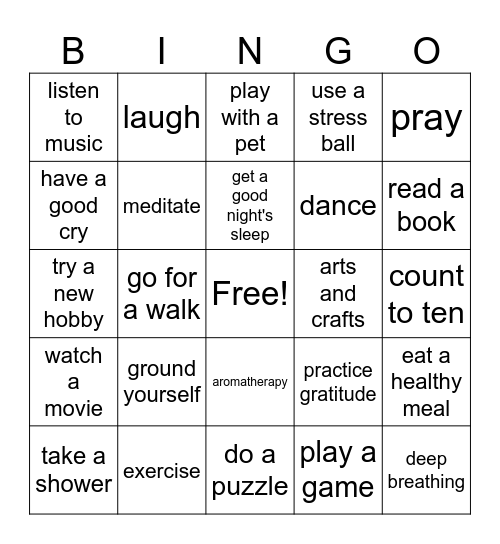 COPING SKILLS Bingo Card