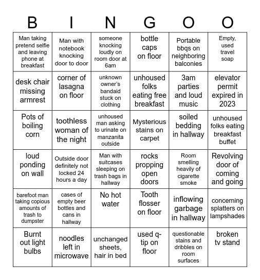 La Quinta Redding Bingo Card