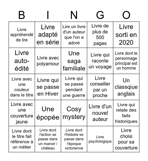 Bingo littéraire CLÉ 2024 Bingo Card