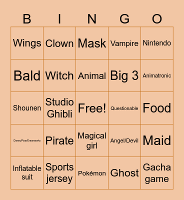 SAMS Costume Bingo Card