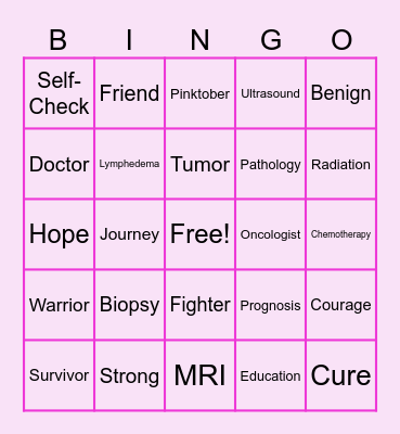 Pink Out Day Bingo Card
