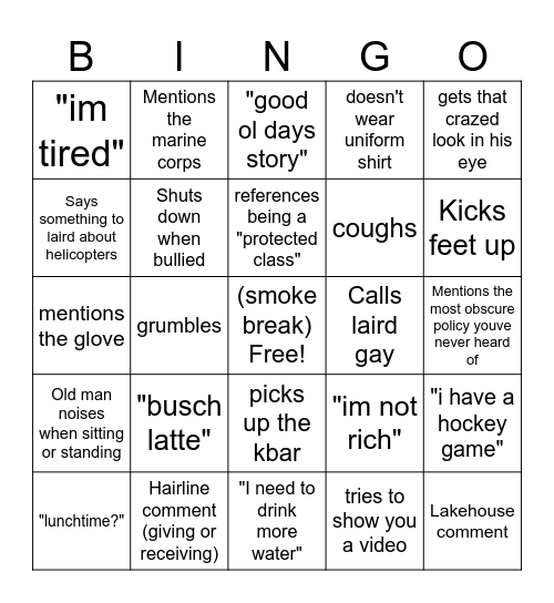 Wileman bingo Card