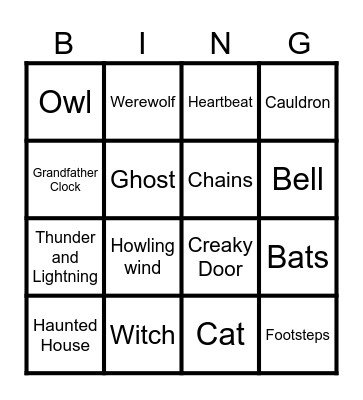 Halloween Sounds Bingo Card