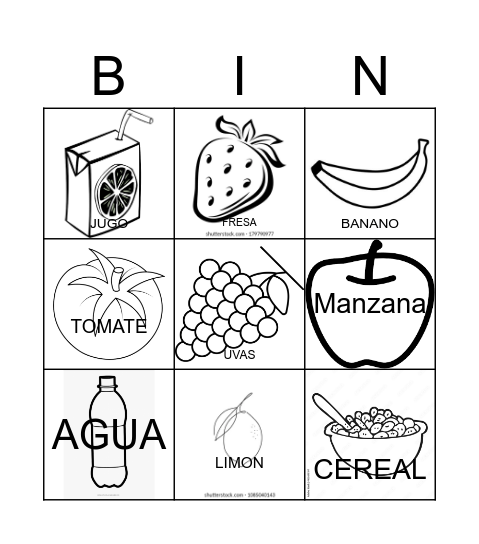 COMIDA Bingo Card
