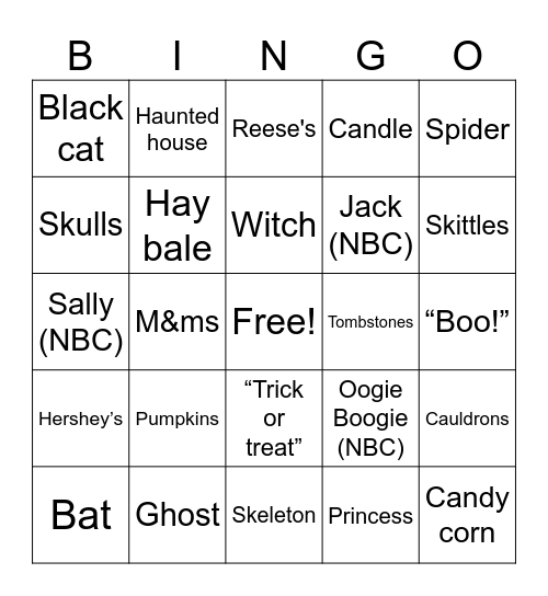 Halloween 2025 Bingo Card