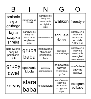 bardzo trudne bingo Card