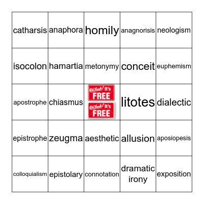 Vocabulary Bingo Card