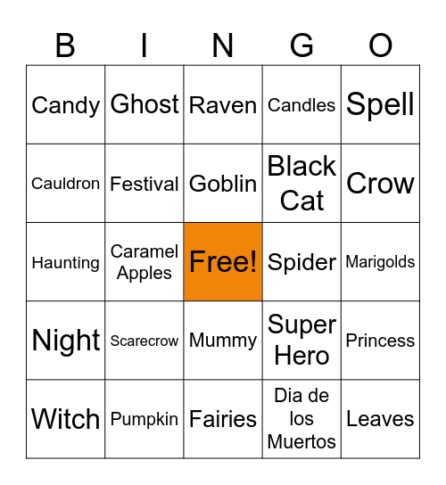 All Treats No Tricks Bingo Card