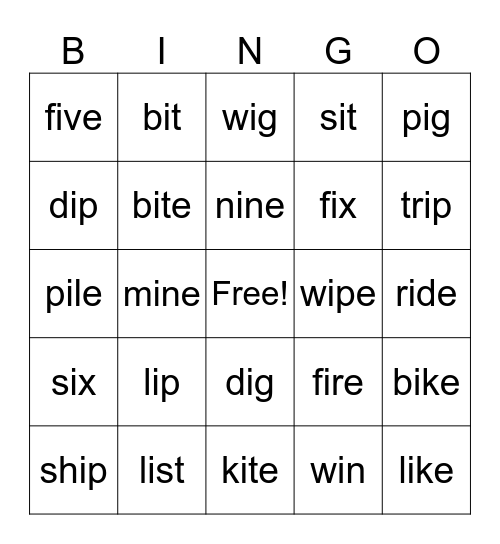 Short & Long o sound Bingo Card