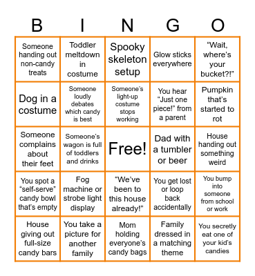 Trick or Treat Bingo - Going Out Bingo Card