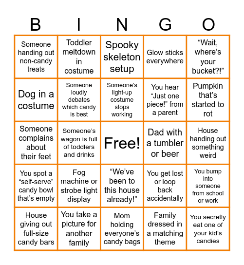 Trick or Treat Bingo - Going Out Bingo Card