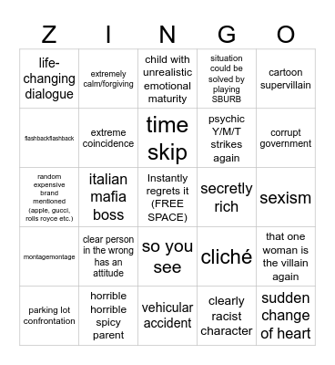 zhar zann zingo 2 Bingo Card