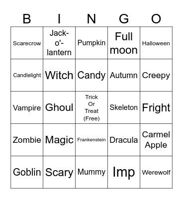 Scary Fun Bingo Card
