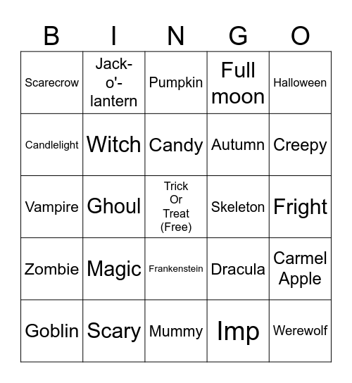 Scary Fun Bingo Card