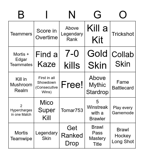 Brawl Stars Bingo Card