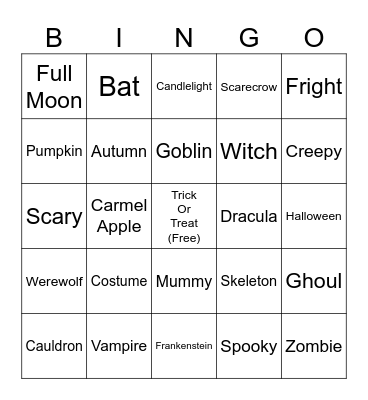 Scary Fun Bingo Card