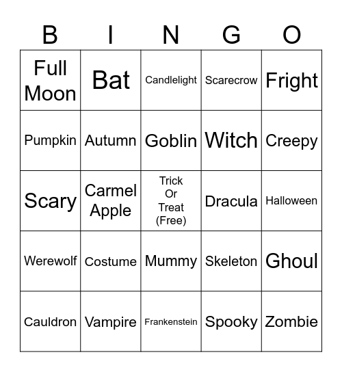 Scary Fun Bingo Card
