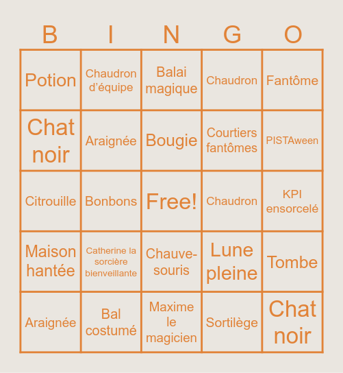 BINGO PISTAween 🎃 Bingo Card