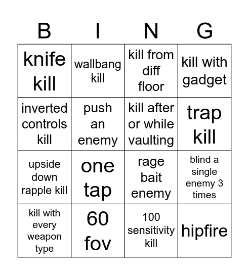r6 bingo Card