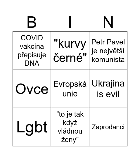 Můj fotr Bingo Card