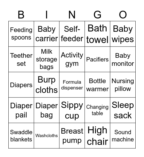 Baby Shower Bingo (Karen) Bingo Card