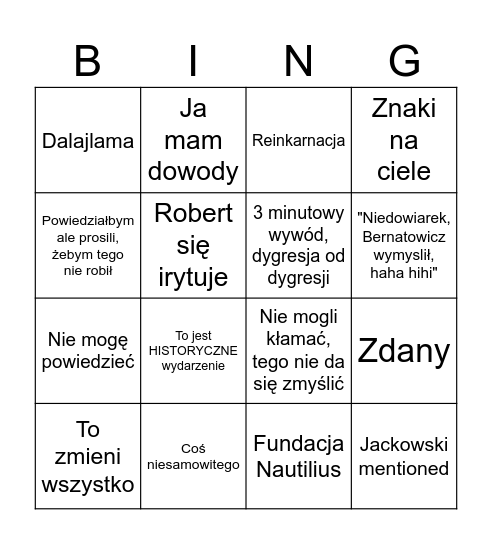 Bernatowicz Bingo Card