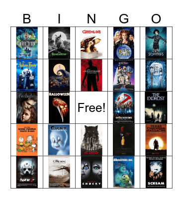 Halloween Movies Bingo Card
