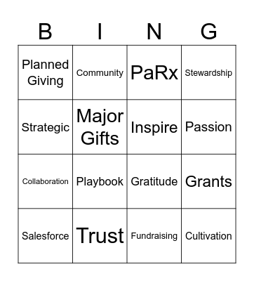 Philanthropy Bingo Card