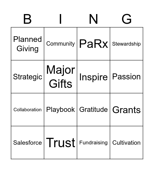 Philanthropy Bingo Card