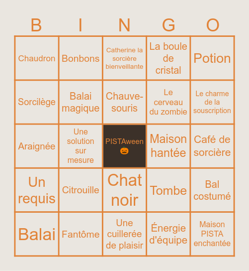 BINGO PISTAween 🎃 Bingo Card