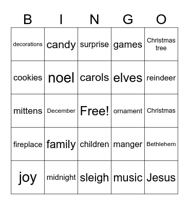 Christmas Bingo Card