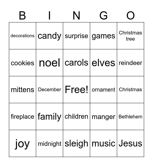 Christmas Bingo Card