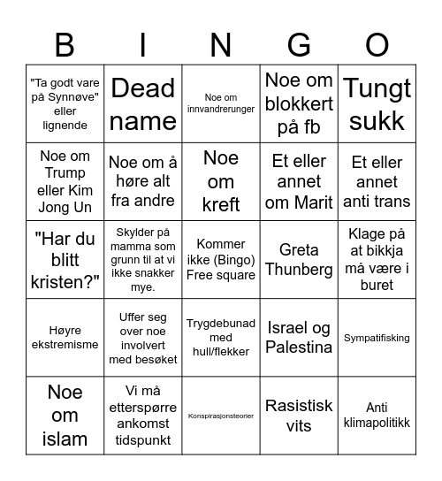 Pappa bingo Card