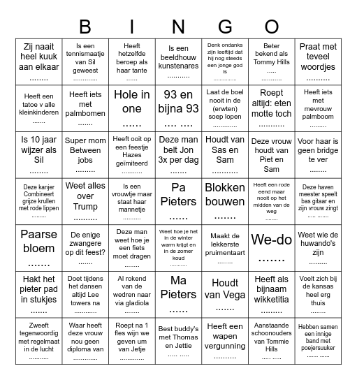 Vind de naam van de gasten Bingo Card
