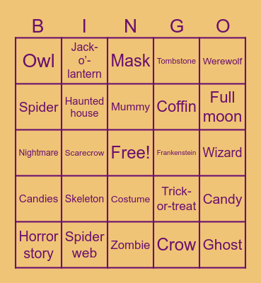 Halloween Bingo Card